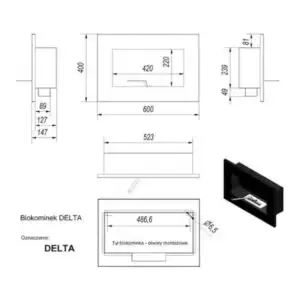 Биокамин Kratki DELTA HORIZONTAL (400*600), TUV