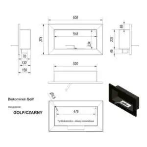 Настенный биокамин Kratki GOLF, TUV