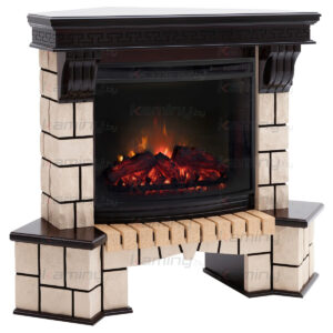 Электрокамин RealFlame Stone Coner AO c Evrika 25,5 LED, звуковая имитация горения