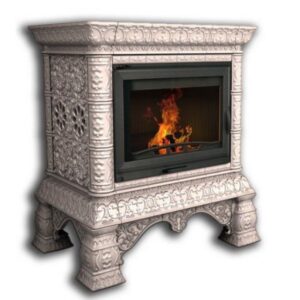 belyy-600×600-1 Изразцовый камин Кострома КимрПечь пристенный однотонный А с топкой Ладья 600