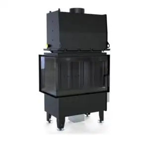 Каминная топка Defro Home RIVA SM BL SHORT угловая, с водяным контуром