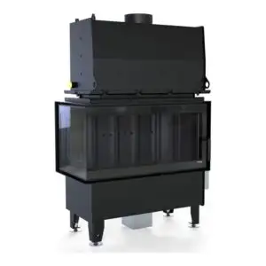 Каминная топка Defro Home RIVA ME BL SHORT угловая, с водяным контуром