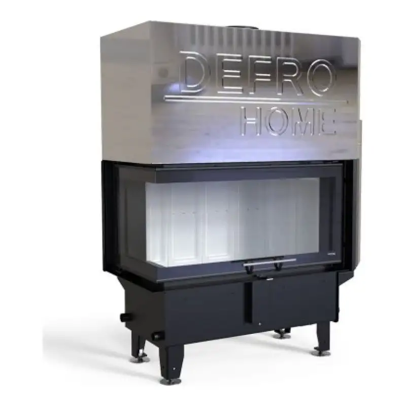 Каминная топка DEFRO HOME RIVA ME BL G SHORT угловая с водяным контуром и подъемом стекла вверх